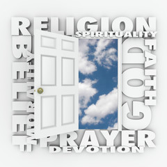 Religion Faith Belief Door Opening to Follow God or Spirituality