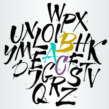 Vector alphabet. Letters of the alphabet written with a brush