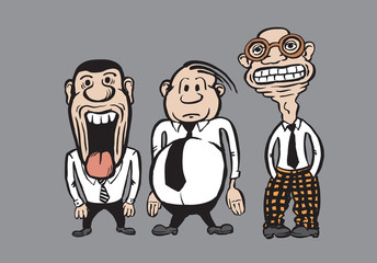 Three caricature businessmen