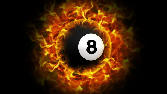 Fiery Pool Billiard Ball Background, with Alpha Channel