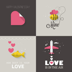 Valentine's day greeting card design in flat modern style