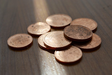 Coins on the table