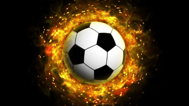 Fiery Soccer Ball Background, with Alpha Channel