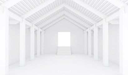 Empty White Room - 3d Perspective illustration