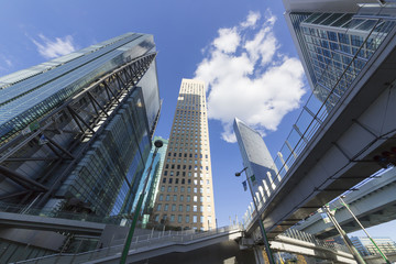 ［東京都市風景］日本最大級のビジネス街　汐留高層ビル街 超広角撮影