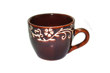 A brown coffee cup on white background