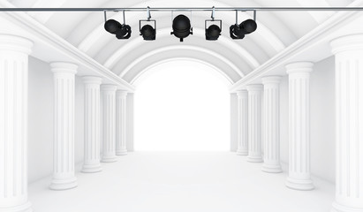 Empty White Room with spotlight- 3d Perspective