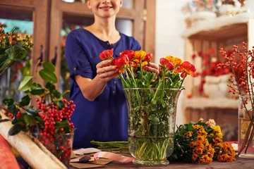 Crédence de cuisine en verre imprimé Fleuriste Selling flowers