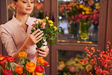 Crédence de cuisine en verre imprimé Fleuriste Selling roses
