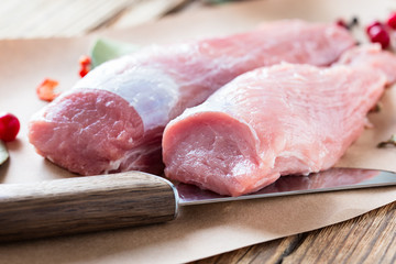 Raw pork fillet