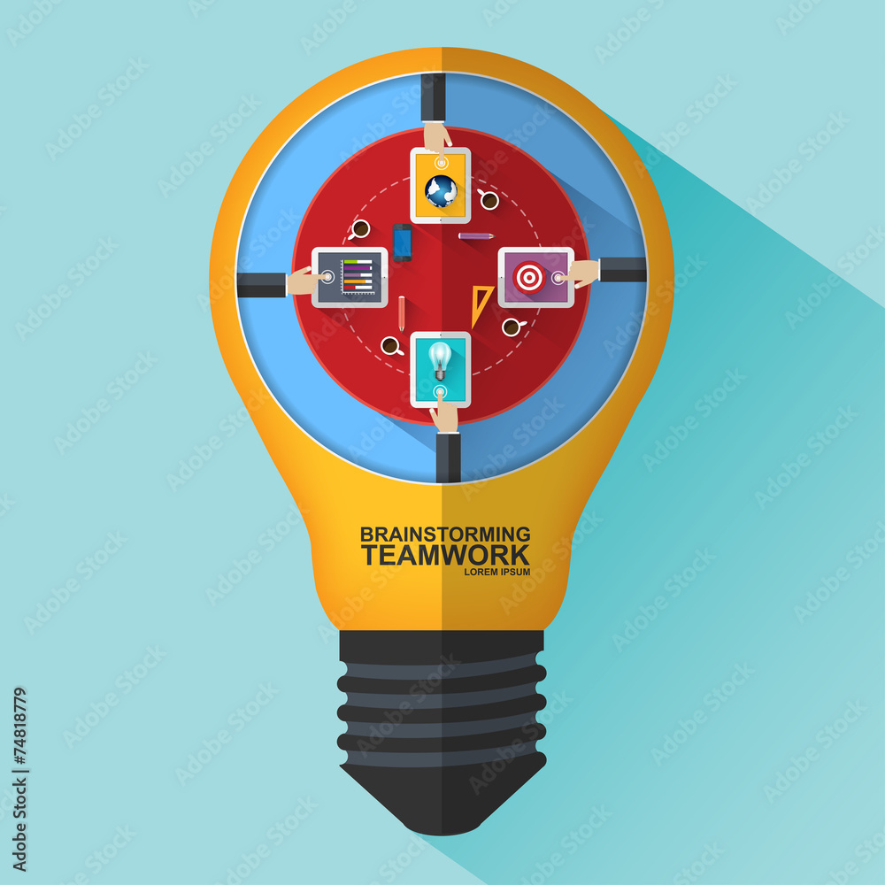 Poster flat design concepts business idea for teamwork