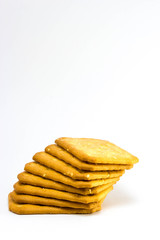 Biscuit with white sesame seeds  on white background