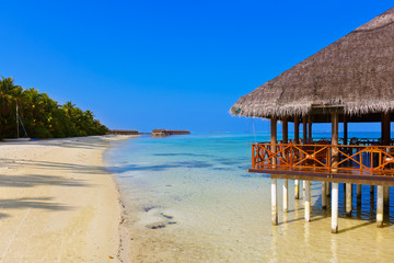 Cafe on tropical Maldives island