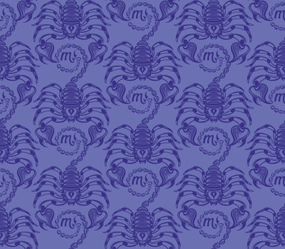 Repaint seamless pattern: blue scorpions