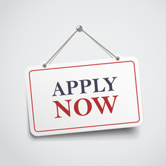apply now hanging sign
