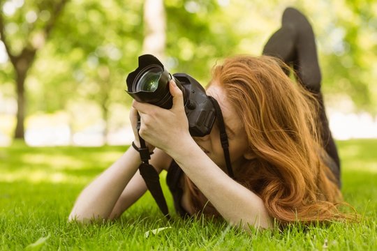 Female photographer at the park