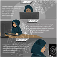 Hacker banners set, vector illustration
