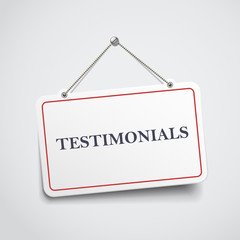 testimonials hanging sign