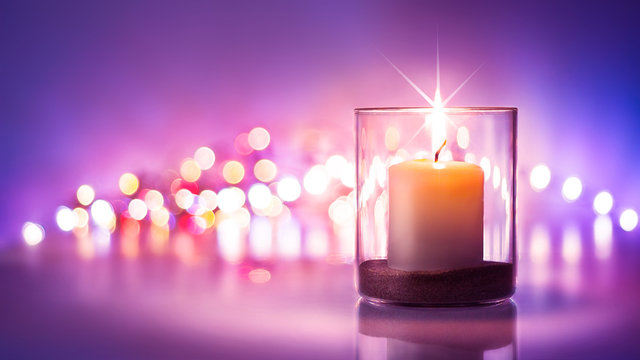 New year Romantic night with candlelight and bokeh background