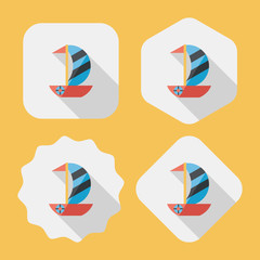 Sailboat flat icon with long shadow,eps10