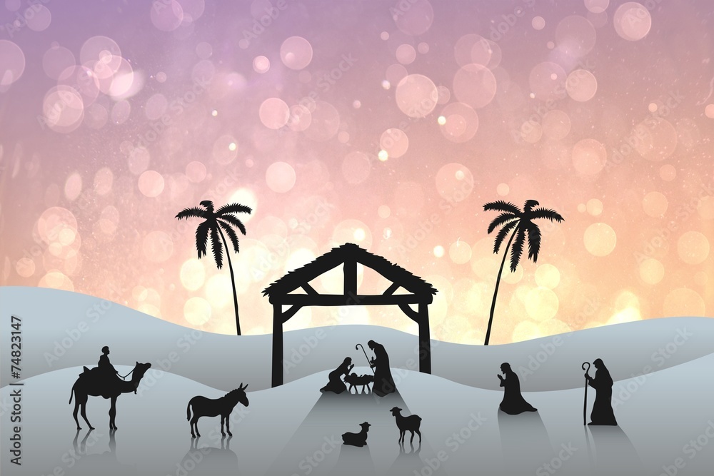 Aufkleber composite image of nativity scene