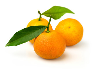 ripe tangerines isolated