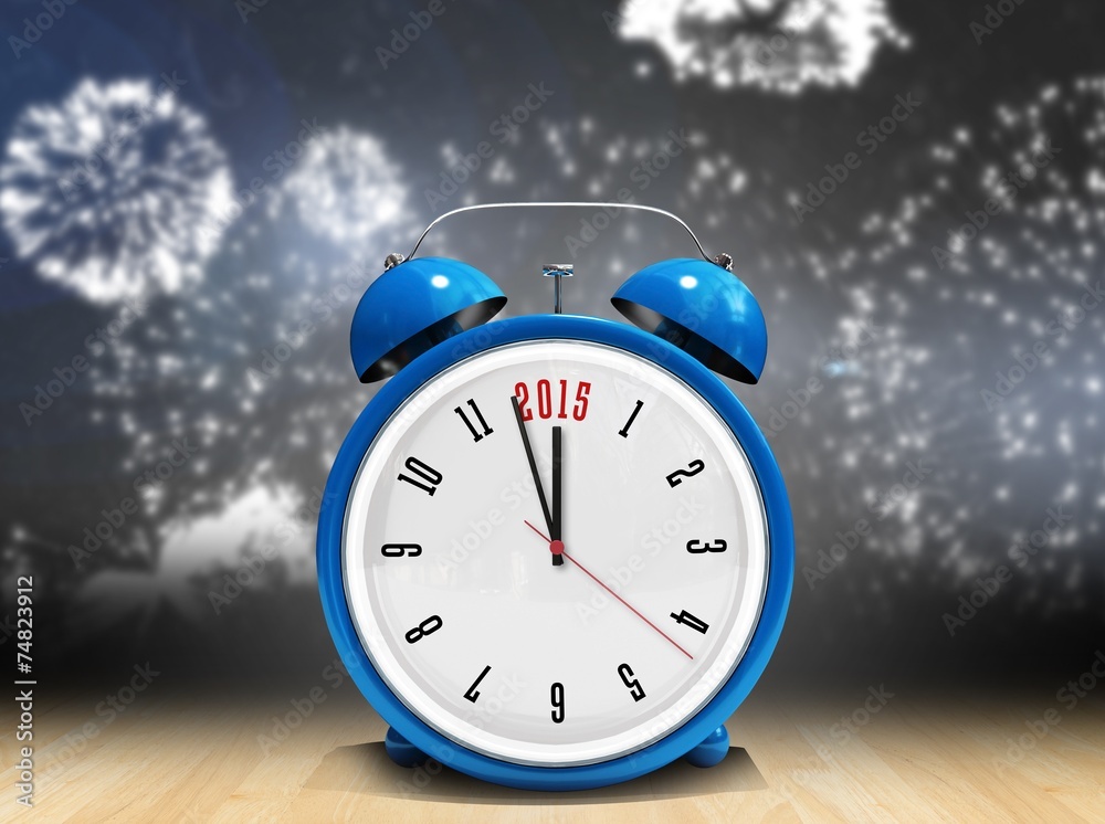 Poster composite image of 2015 in blue alarm clock