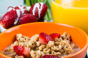 Cereals with fruin in vibrant colors