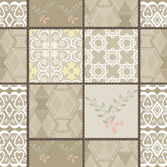 Patchwork seamless retro colors lace pattern texture background