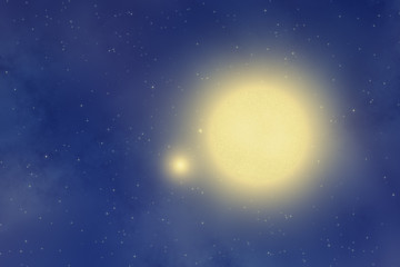 Naklejka na ściany i meble Sunrise with planets and stellar nebulosity.
