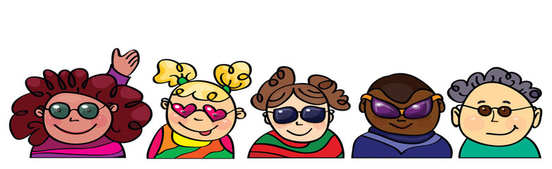 Vector  fun kids in glasses.