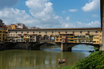 Fototapeta na wymiar View of Gold (Ponte Vecchio) Bridge in Florence, Italy