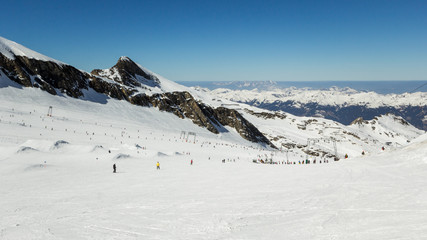 Fototapeta na wymiar Snowboard and ski park at Kitzsteinhorn ski resort, Austria