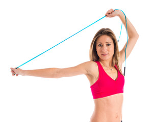 Sport woman with rope