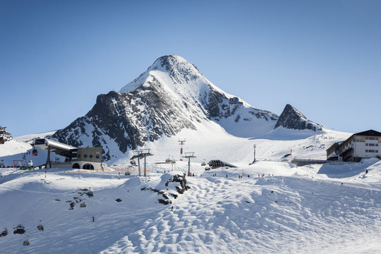 Snowboard and ski park at Kitzsteinhorn ski resort, Austria