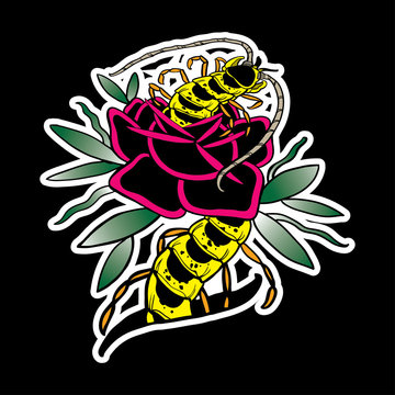 Illustration of caterpillar on a flower
