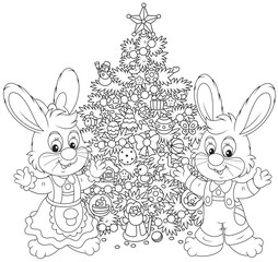 Little Rabbits and Christmas Tree