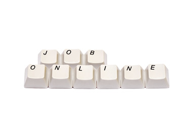 Words job online from computer keyboard buttons isolated