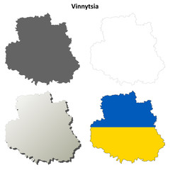Vinnytsia blank outline map set