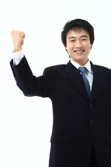 스튜디오에서 제스처를 취하는 비즈니스맨