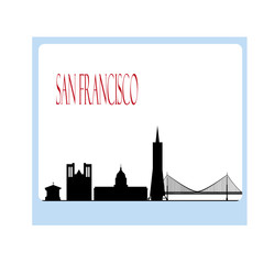 San Francisco California city skyline silhouette. Vector illustr