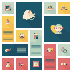 Wedding ui flat design background set, eps10