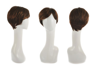 Hair wig over the mannequin head - obrazy, fototapety, plakaty