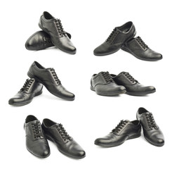 Classic black leather shoes isolated
