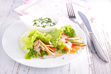 vegetable salad and sauce