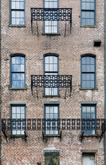 Black Iron Trim on Windows of Old Brick Building