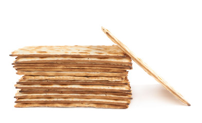 Pile of machine made matza flatbread