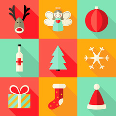 9 Christmas Flat Icons Set 4