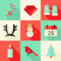 9 Christmas Flat Icons Set 3