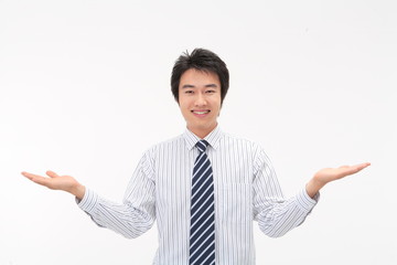 스튜디오에 있는 아시안 비즈니스 여성과 남성